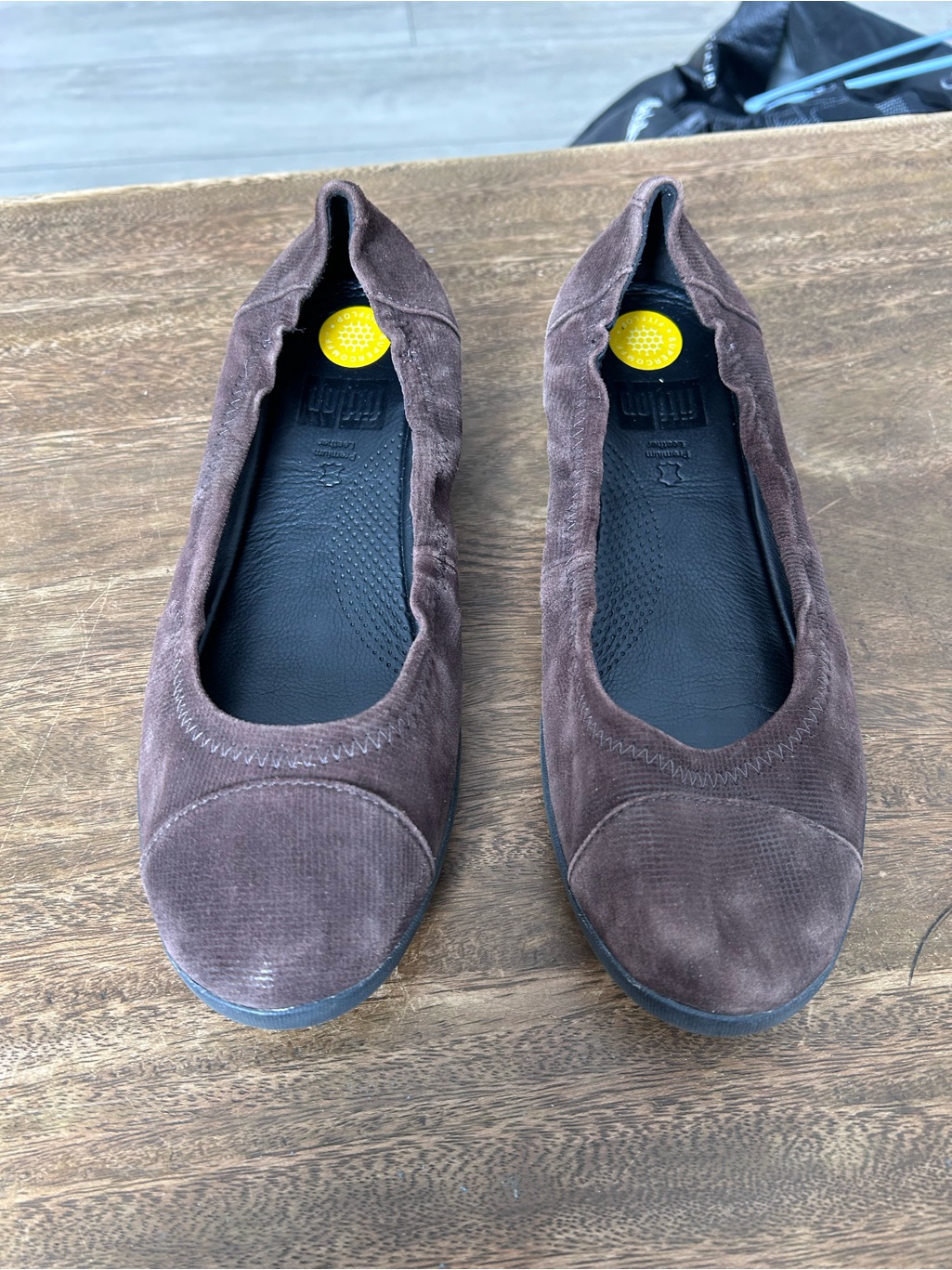Fitflop Brown Suede Ballet Flats Comfort Cushioned Slip On Walking Shoes